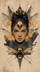 蜂之女战士插画艺术形象