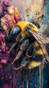 色彩斑斓的勤劳蜜蜂