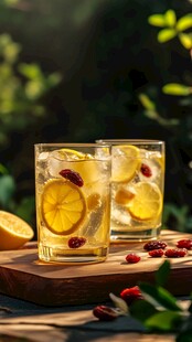 清凉柠檬蔓越莓冰饮