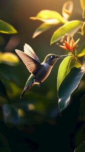 蜂鸟花间飞舞的美妙瞬间