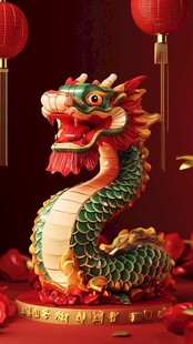 中式祥龙摆件 喜庆氛围感浓