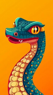 卡通绿蛇头像插画