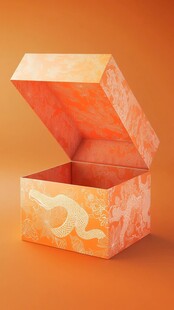 橙色花纹敞口精致小盒