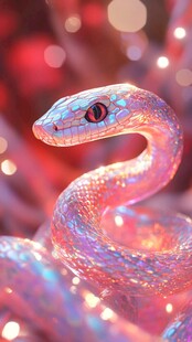 梦幻炫彩的发光蛇特写