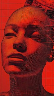 赛博风格女性头像艺术图