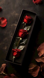 黑盒中的三朵娇艳红玫瑰