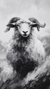 黑白雄羊图