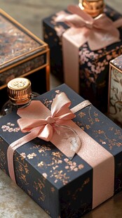 精致礼盒与香水瓶的优雅组合