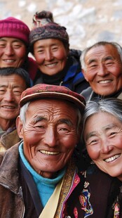 藏区老人的温暖欢乐瞬间