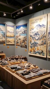 艺术展厅中的精美画作与摆件