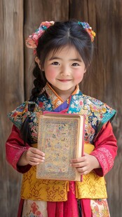 身着传统服饰的可爱小女孩