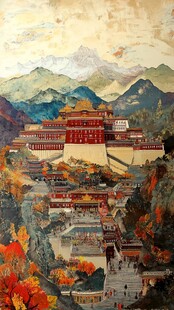 秋日布达拉宫壮丽景致