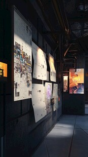 艺术画作展厅墙面展示