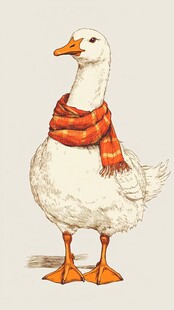 戴围巾的可爱大白鹅