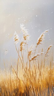 秋日芦苇摇曳的诗意景象