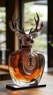 精致鹿头造型艺术酒瓶