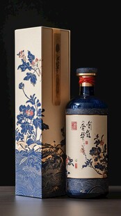 青花雅致酒瓶及精美包装盒