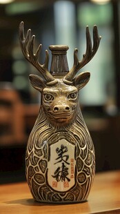 鹿头造型陶瓷酒瓶