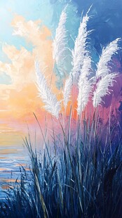 夕阳下的芦苇美景