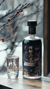 中式典雅白酒与精致酒杯