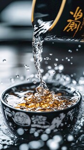 白酒倾倒入碗瞬间之美