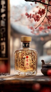 中式古风下的精致白酒瓶