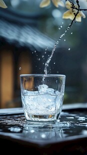 水滴入杯的清新瞬间