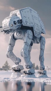 雪地中的巨型机械步行机甲