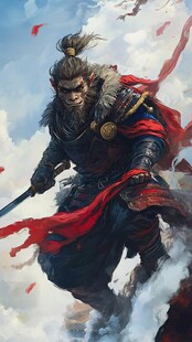 英勇猴王持剑踏云显威风