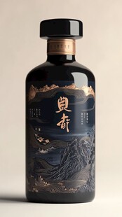 古典风黑瓶白酒精美设计