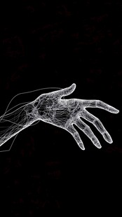 科技感线条勾勒的透明手掌