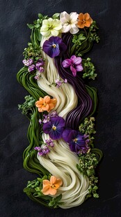 花卉缠绕的梦幻发丝艺术