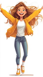 活力少女开心跳跃瞬间