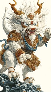 瑞兽麒麟霸气踏浪而立