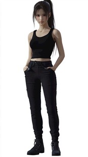 酷飒黑衣少女时尚穿搭