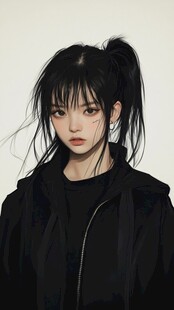 酷飒双马尾黑衣少女