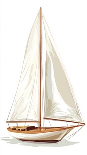 简约手绘风格单桅小帆船