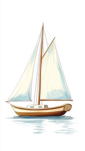 海上帆船插画