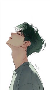 仰头少年动漫风形象