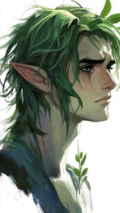 绿发精灵男性角色侧颜