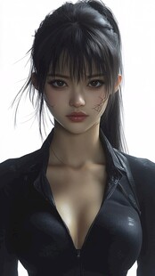 冷艳黑衣美女的魅力瞬间