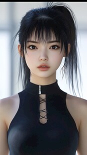 酷飒黑发女孩时尚造型