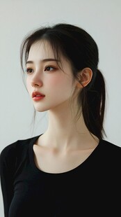 青春少女简约黑色上衣写真