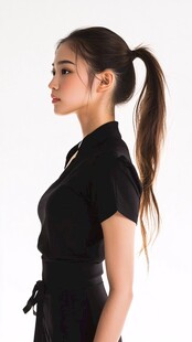 扎马尾的黑衣气质女性