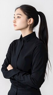 干练马尾女性的自信姿态