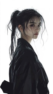 黑衣马尾酷飒女子侧影