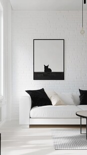 简约风客厅中的猫咪挂画