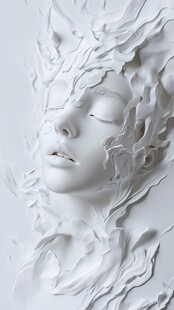 梦幻白色雕塑面容艺术美