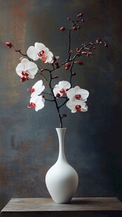 白瓶中绽放的雅致兰花