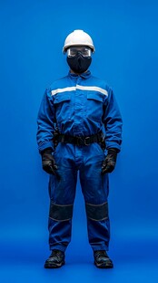 蓝色工装工人全身形象展示